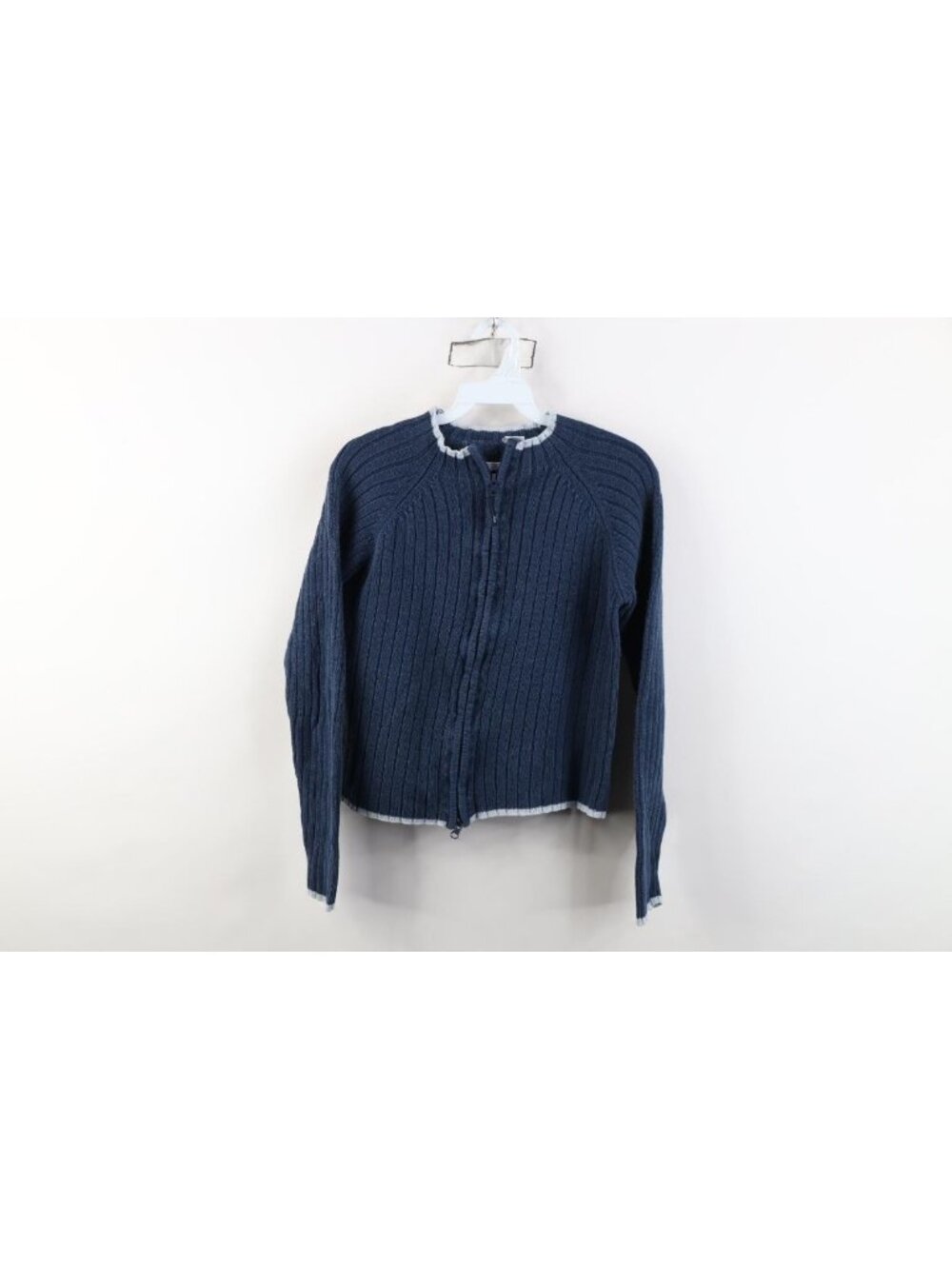 Vtg 90s Y2K Streetwear Babydoll Womens M Cropped Ribbed Zip Cardigan Sweater